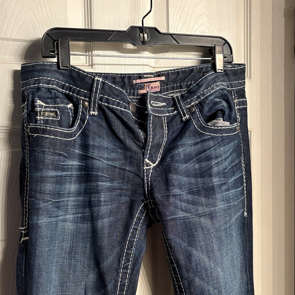 Vintage-Inspired Boot Cut Jeans in Deep Blue
